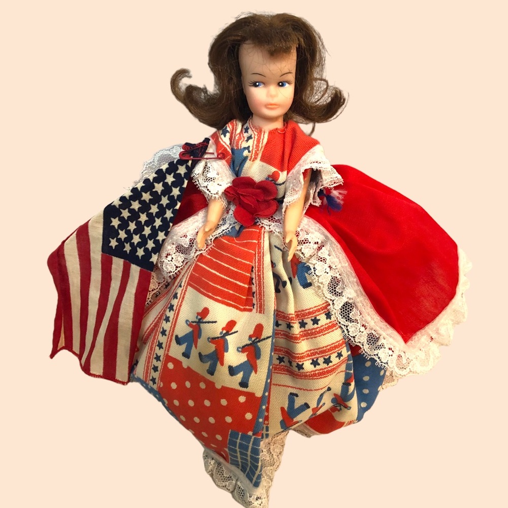 Vintage Doll Unique Patriotic Outfit Made in Hong Kong